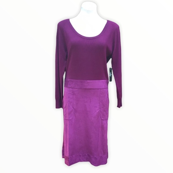 Vertigo NWT Burgundy Sweater Dress Drop Waist S - Picture 1 of 9